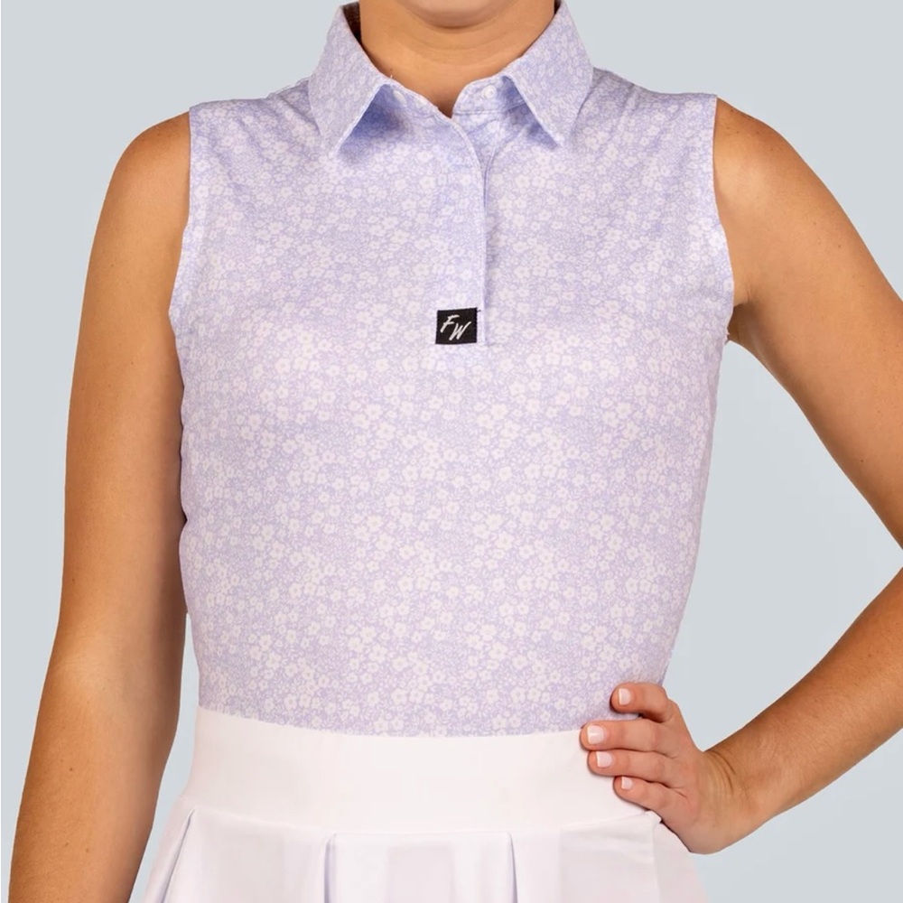 Full Wedge Luxe Collared Sleeveless Golf Polo in Purple